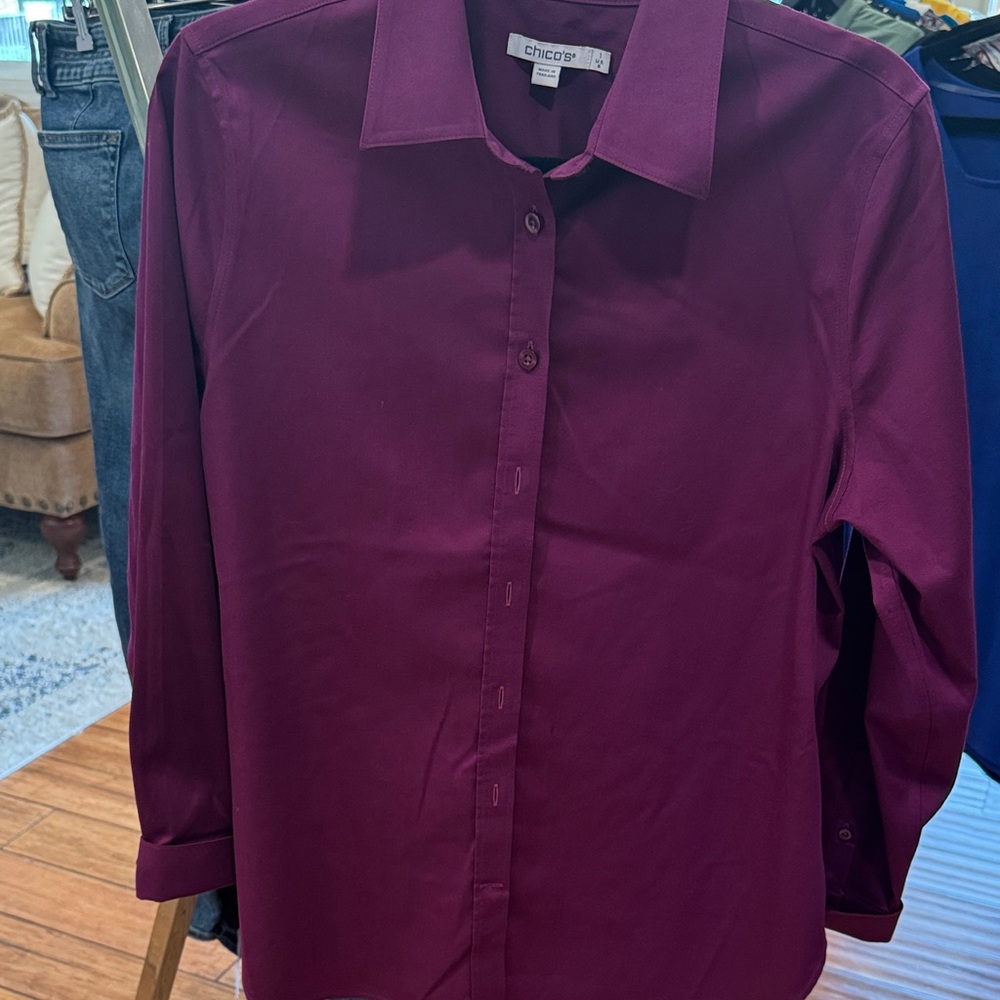 Chico's Deep Purple Collared Shirt